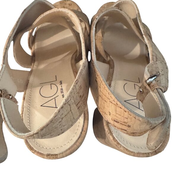 AGL Petra Platform Cork Block Heel Slingback Sandal Women's, Size 40 WORN ONCE - Picture 3 of 12